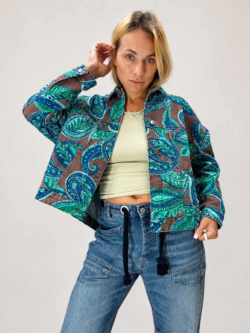 Free People Opal Swing Jacquard Paisley
Print Jacket Size XS NWOT